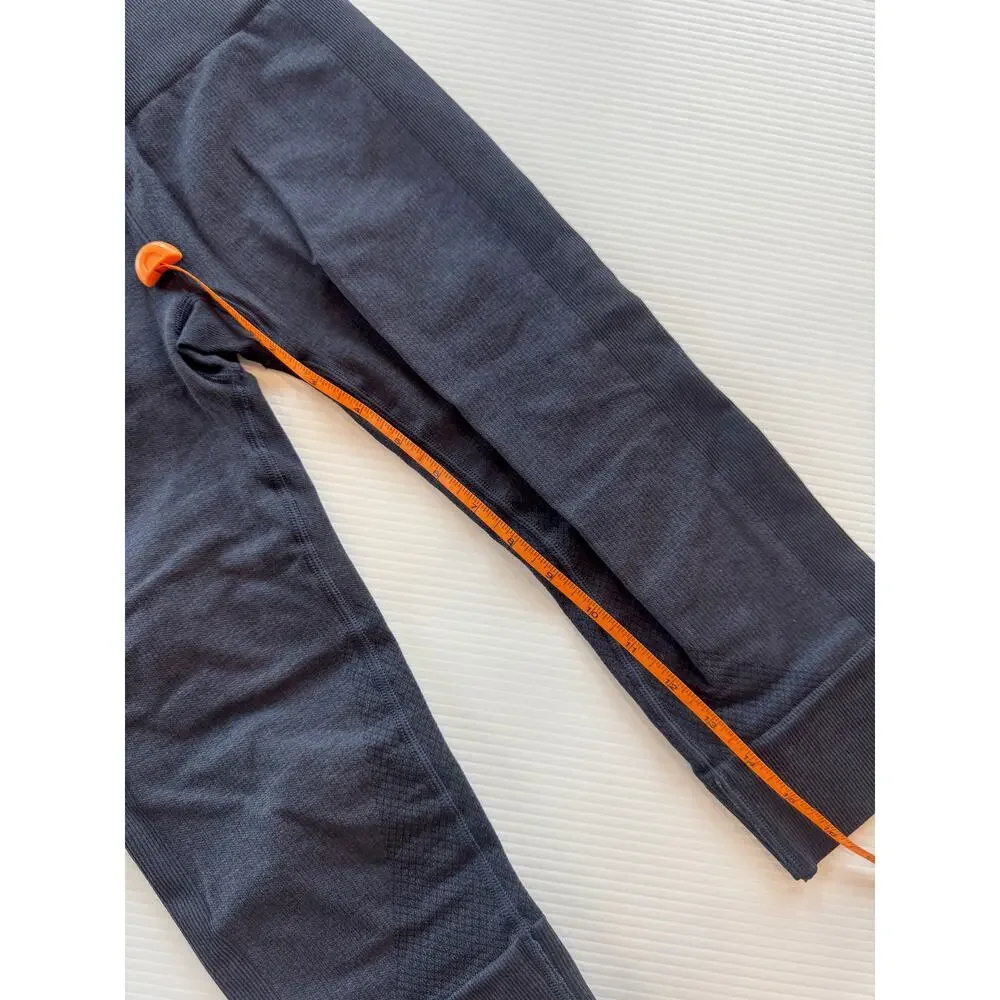 Lululemon Seamlessly Street Crop Heathered Naval Blue Leggings Women's 4 Pilates